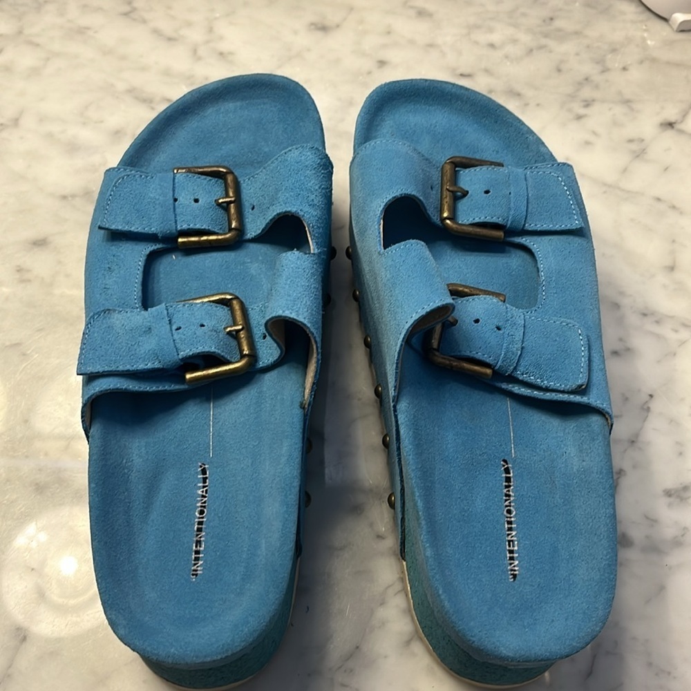 Free People x Intentionally Rule Breaker Suede Sandals Size 9 NIB - Picture 13 of 16